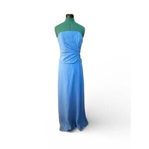 Y2K Sky Blue Strapless Maxi Dress Ruched Bodice Joanie G Prom Formal XS/S